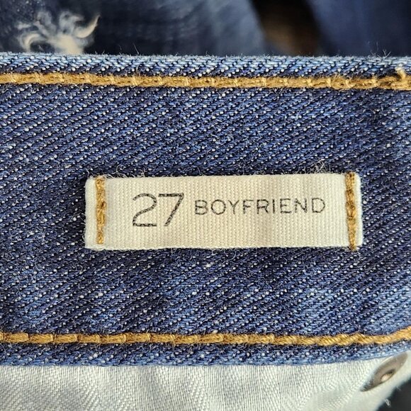Banana Republic Jeans Womens 27 Blue Boyfriend Distressed Mid Rise Stretch Denim - Picture 13 of 13